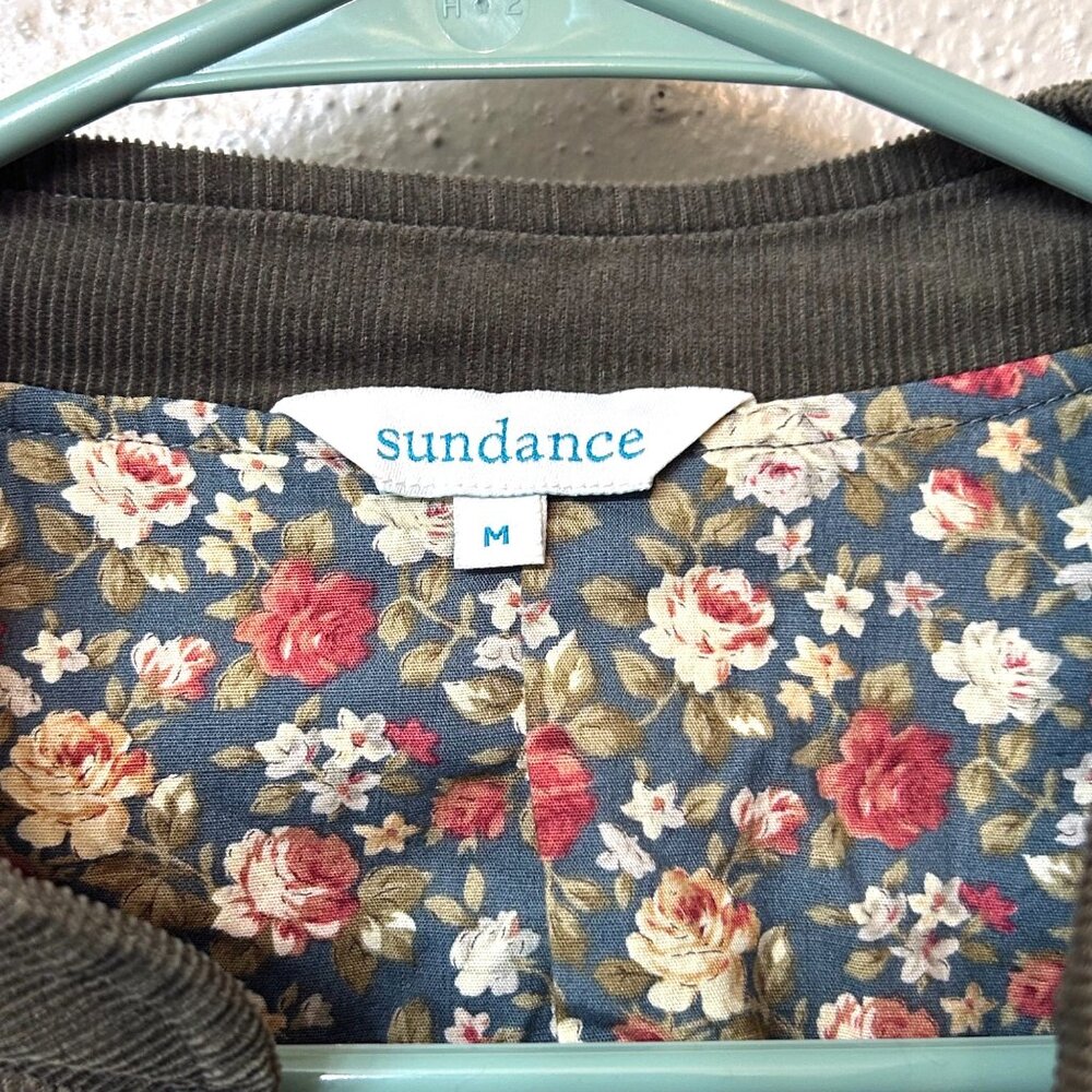Sundance Green Corduroy Jacket w Floral Lining & Pockets Size Medium - Picture 3 of 7